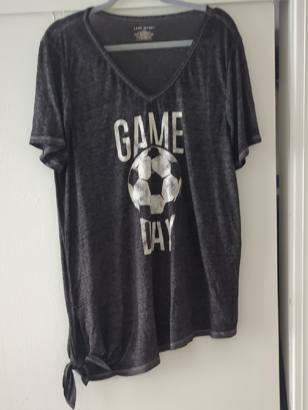 Lane Bryant Black 'Game Day' Soccer V-Neck Tee